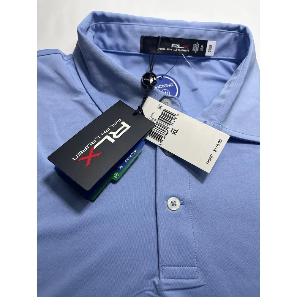 Ralph Lauren RLX Men's Classic Fit Performance Polo Shirt Light Blue Sz XL NWT